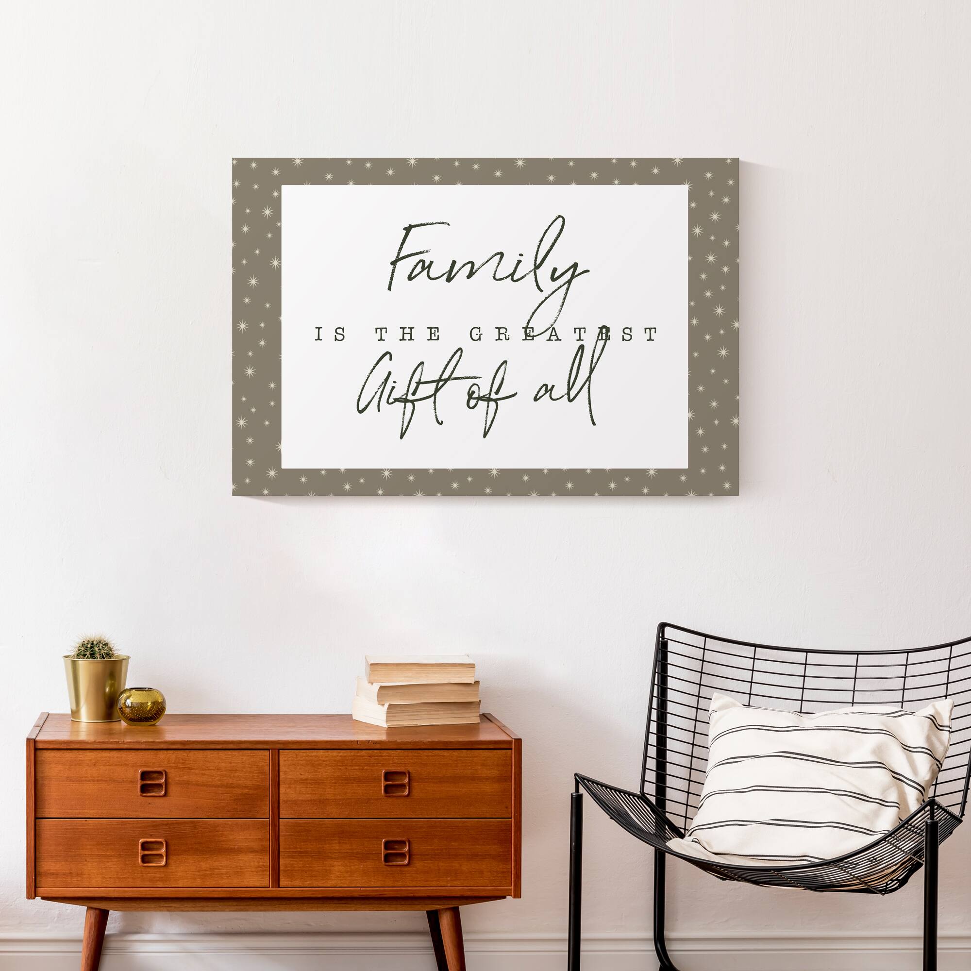 Family Greatest Gift Gray Twinkle Canvas Wall Art